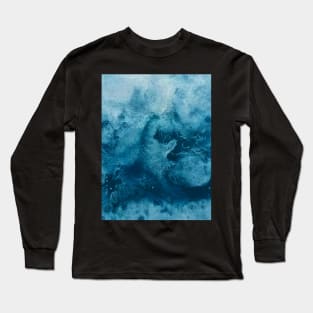 Blue watercolor gradient  design Long Sleeve T-Shirt